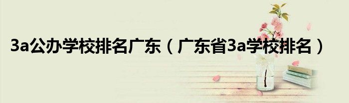 3a公办学校排名广东（广东省3a学校排名）