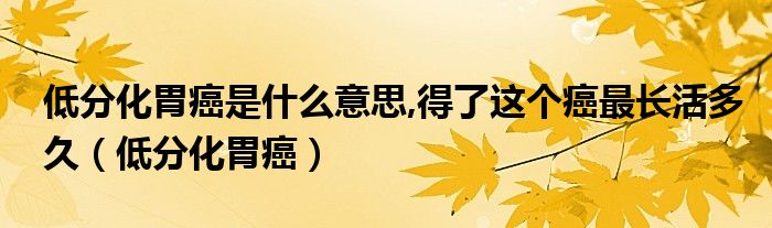 低分化胃癌是什么意思,得了这个癌最长活多久（低分化胃癌）