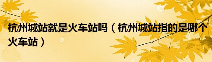 杭州城站就是火车站吗（杭州城站指的是哪个火车站）
