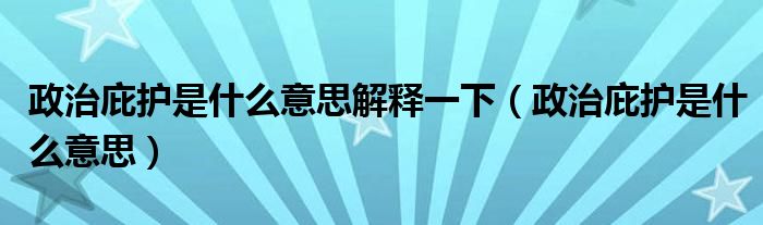 政治庇护是什么意思解释一下（政治庇护是什么意思）