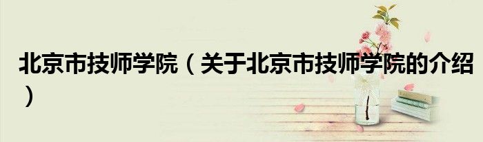 北京市技师学院（关于北京市技师学院的介绍）