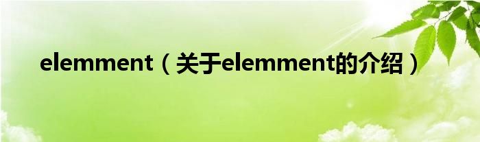 elemment（关于elemment的介绍）