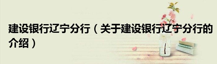建设银行辽宁分行（关于建设银行辽宁分行的介绍）
