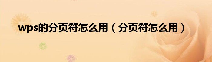 wps的分页符怎么用（分页符怎么用）