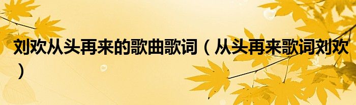 刘欢从头再来的歌曲歌词（从头再来歌词刘欢）