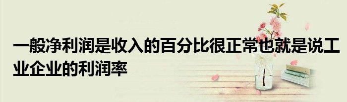 一般净利润是收入的百分比很正常也就是说工业企业的利润率