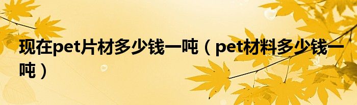 现在pet片材多少钱一吨（pet材料多少钱一吨）