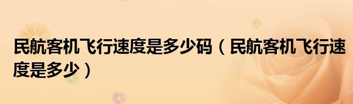 民航客机飞行速度是多少码（民航客机飞行速度是多少）
