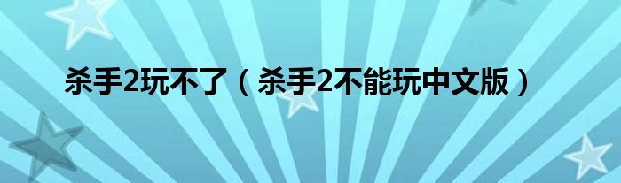 杀手2玩不了（杀手2不能玩中文版）