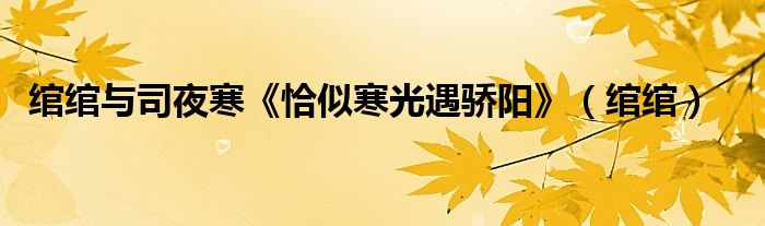 绾绾与司夜寒《恰似寒光遇骄阳》（绾绾）