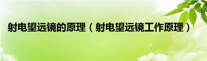 射电望远镜的原理（射电望远镜工作原理）