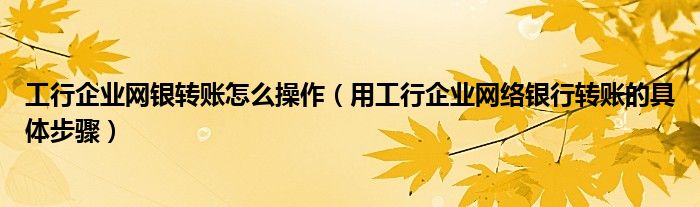 工行企业网银转账怎么操作（用工行企业网络银行转账的具体步骤）