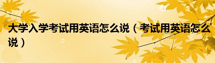 大学入学考试用英语怎么说（考试用英语怎么说）