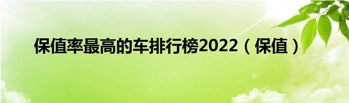 保值率最高的车排行榜2022（保值）
