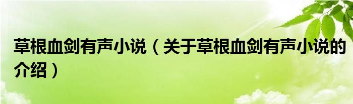 草根血剑有声小说（关于草根血剑有声小说的介绍）