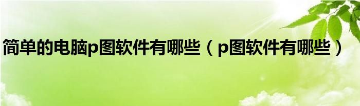 简单的电脑p图软件有哪些（p图软件有哪些）