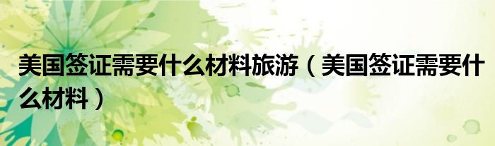 美国签证需要什么材料旅游（美国签证需要什么材料）