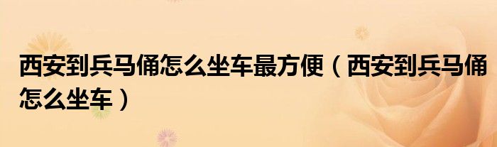 西安到兵马俑怎么坐车最方便（西安到兵马俑怎么坐车）