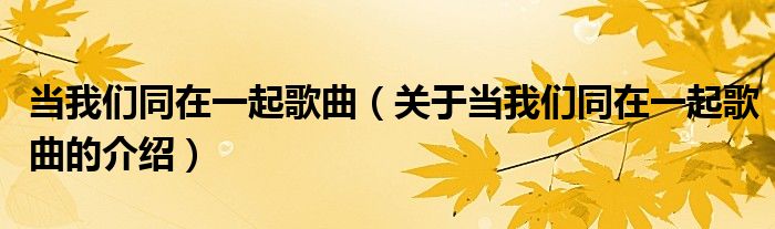 当我们同在一起歌曲（关于当我们同在一起歌曲的介绍）