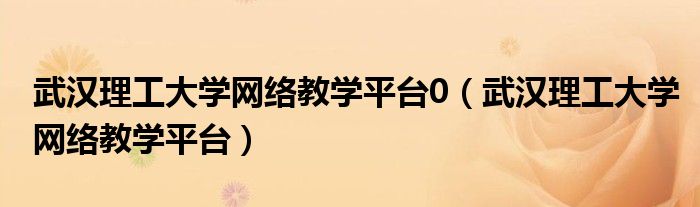 武汉理工大学网络教学平台0（武汉理工大学网络教学平台）