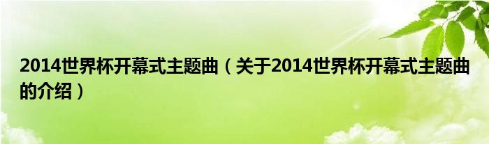 2014世界杯开幕式主题曲（关于2014世界杯开幕式主题曲的介绍）