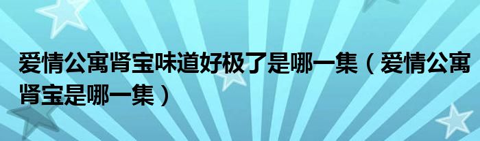 爱情公寓肾宝味道好极了是哪一集（爱情公寓肾宝是哪一集）