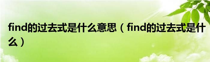 find的过去式是什么意思（find的过去式是什么）