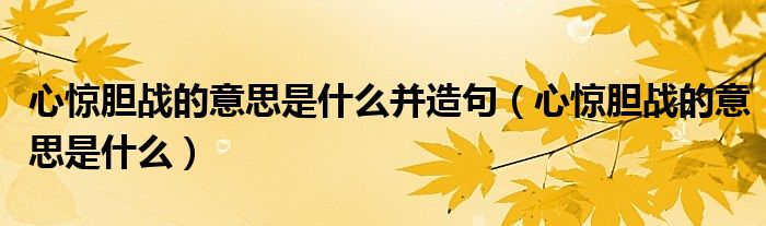 心惊胆战的意思是什么并造句（心惊胆战的意思是什么）