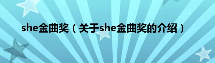 she金曲奖（关于she金曲奖的介绍）