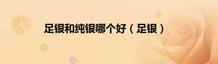 足银和纯银哪个好（足银）