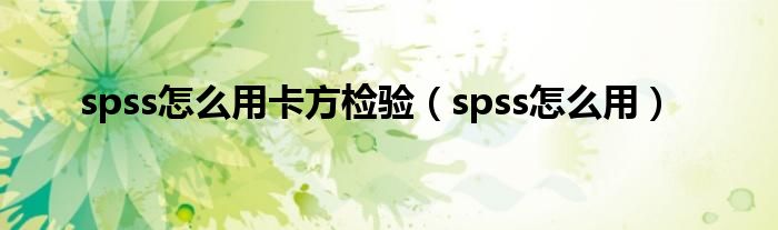 spss怎么用卡方检验（spss怎么用）