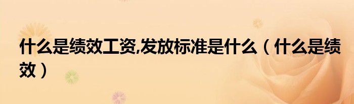 什么是绩效工资,发放标准是什么（什么是绩效）