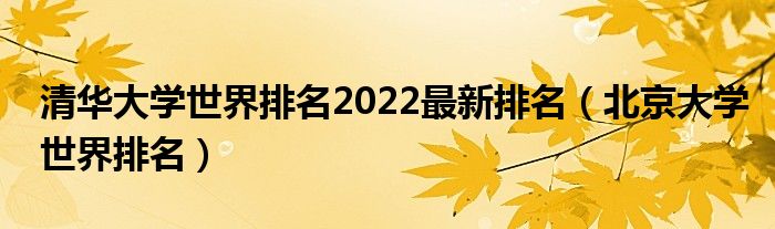 清华大学世界排名2022最新排名（北京大学世界排名）