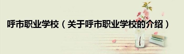 呼市职业学校（关于呼市职业学校的介绍）