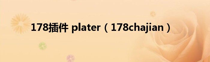 178插件 plater（178chajian）