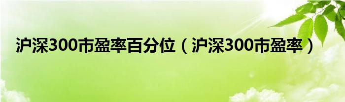 沪深300市盈率百分位（沪深300市盈率）