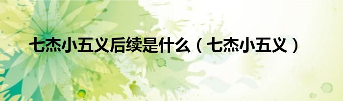 七杰小五义后续是什么（七杰小五义）