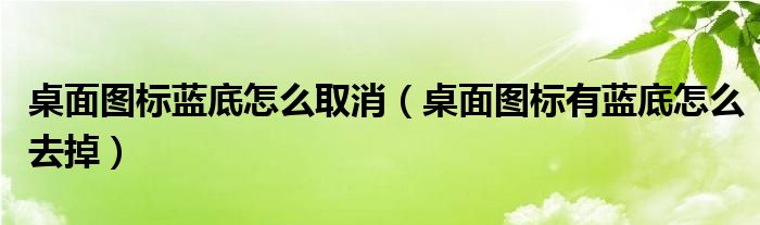 桌面图标蓝底怎么取消（桌面图标有蓝底怎么去掉）