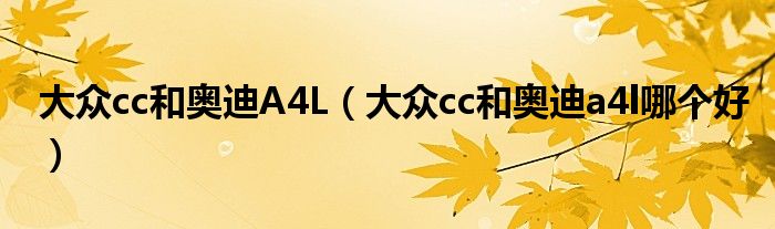大众cc和奥迪A4L（大众cc和奥迪a4l哪个好）