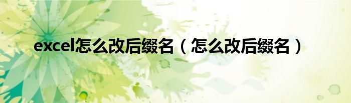 excel怎么改后缀名（怎么改后缀名）