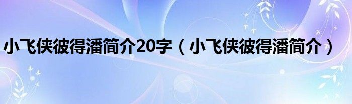 小飞侠彼得潘简介20字（小飞侠彼得潘简介）