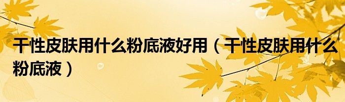 干性皮肤用什么粉底液好用（干性皮肤用什么粉底液）