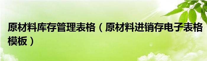 原材料库存管理表格（原材料进销存电子表格模板）