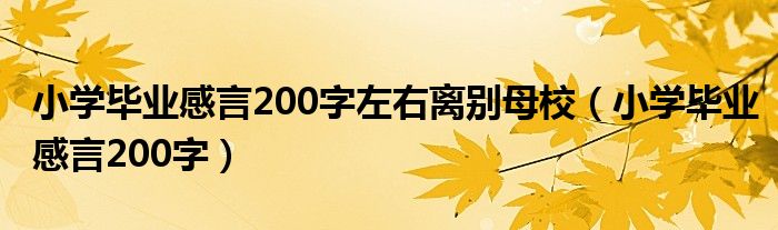 小学毕业感言200字左右离别母校（小学毕业感言200字）