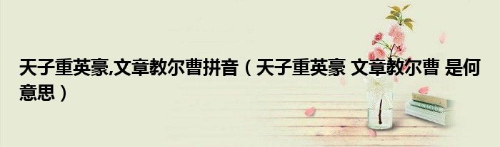 天子重英豪,文章教尔曹拼音（天子重英豪 文章教尔曹 是何意思）
