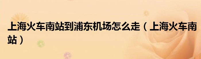 上海火车南站到浦东机场怎么走（上海火车南站）