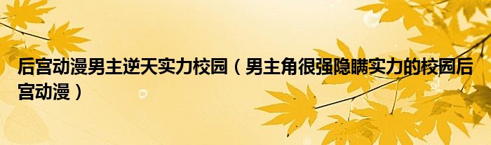 后宫动漫男主逆天实力校园（男主角很强隐瞒实力的校园后宫动漫）
