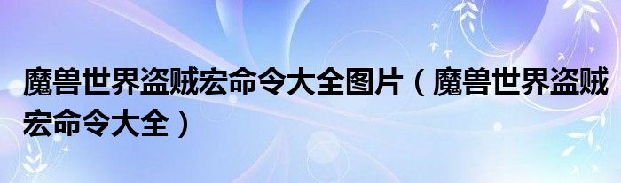 魔兽世界盗贼宏命令大全图片（魔兽世界盗贼宏命令大全）