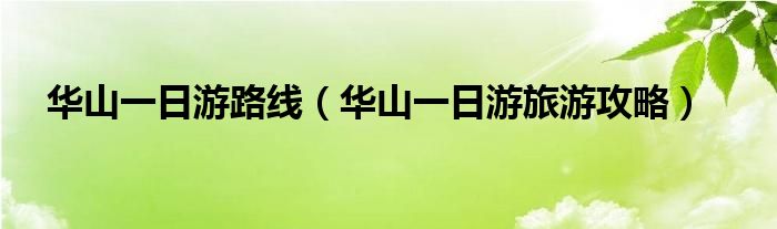华山一日游路线（华山一日游旅游攻略）