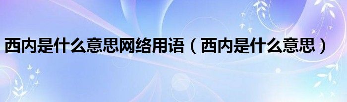 西内是什么意思网络用语（西内是什么意思）